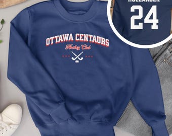 Ottawa Centaurs Hockey Club Varsity Rundhalsausschnitt, Kuscheliger Sport-Romantik-Pullover, erhitzte Rivalität