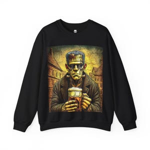 Vintage Frankenstein Beer Shirt, Vintage Horror Graphic T-Shirt, Unisex T-Shirt, Comfort Colors, Gildan 18000 image 3