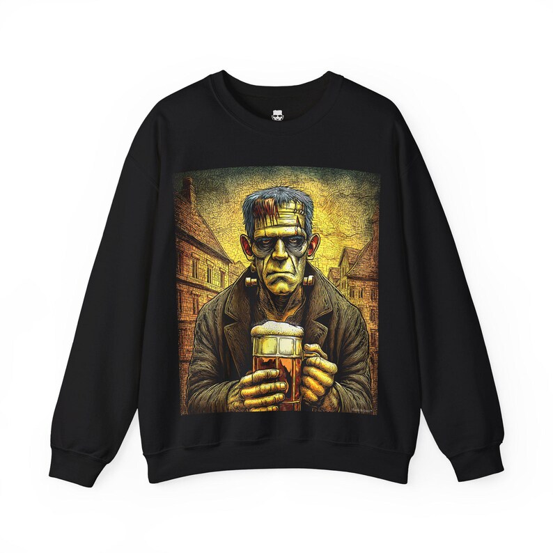 Vintage Frankenstein Beer Shirt, Vintage Horror Graphic T-Shirt, Unisex T-Shirt, Comfort Colors, Gildan 18000 image 3
