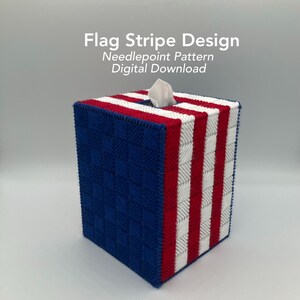 Flag Needlepoint Pattern – Tissue Box Cover – Cushion Stitch Design – Digital Download