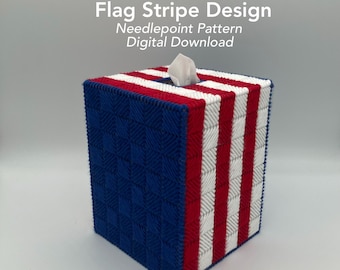Flaggen Nadelspitzen Muster – Taschentuchbox-Hülle – Kissenstich Design – Digital Download