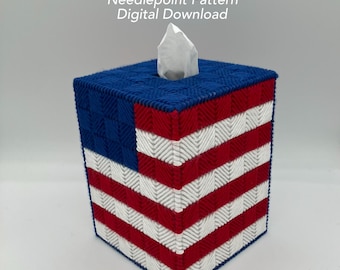 Flagge Schichtmuster Streifen Nadelspitze Muster – Taschentuchbox Bezug – Kissenstich Design – Digital Download