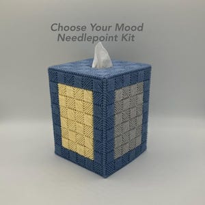 Needlepoint Tissue Box Cover Kit – Mood Ring Inspired – Sun & Cloud Design