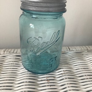 Vintage Blue Ball Pint Jar with Zinc Lid