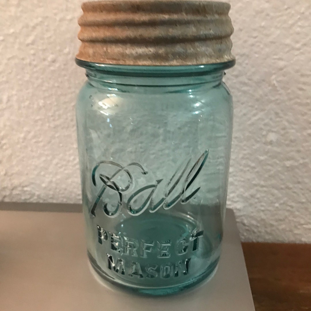 Vintage Blue Ball Pint Jar With Zinc Lid - Etsy