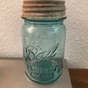 Vintage Blue Ball Pint Jar with Zinc Lid