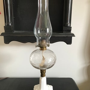 Antique Hobbs Blackberry Oil Lamp w/ White Milk Glass Blackberry Base c. 1870s