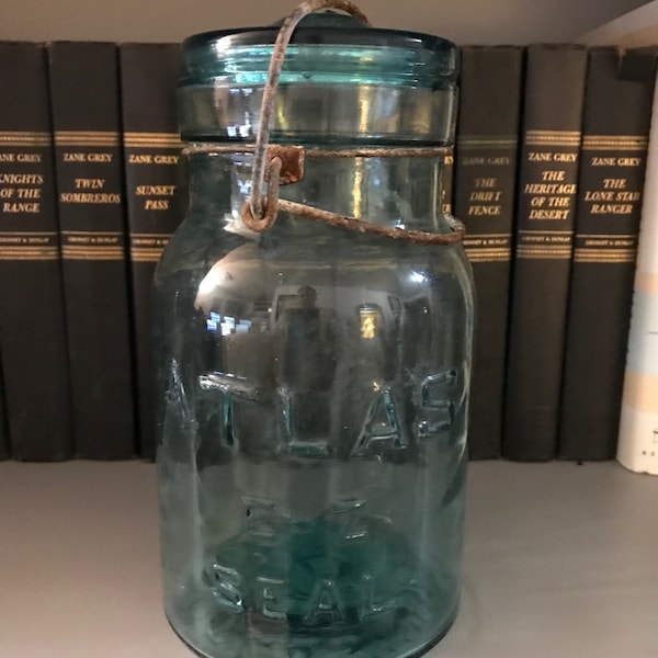 Quart size Atlas EZ-Seal Mason Canning Jar with Glass Lid and Bale