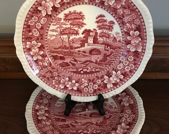 Copeland Spode's Tower Pink 9 1/2 Inch Luncheon Plate (Old stamp)