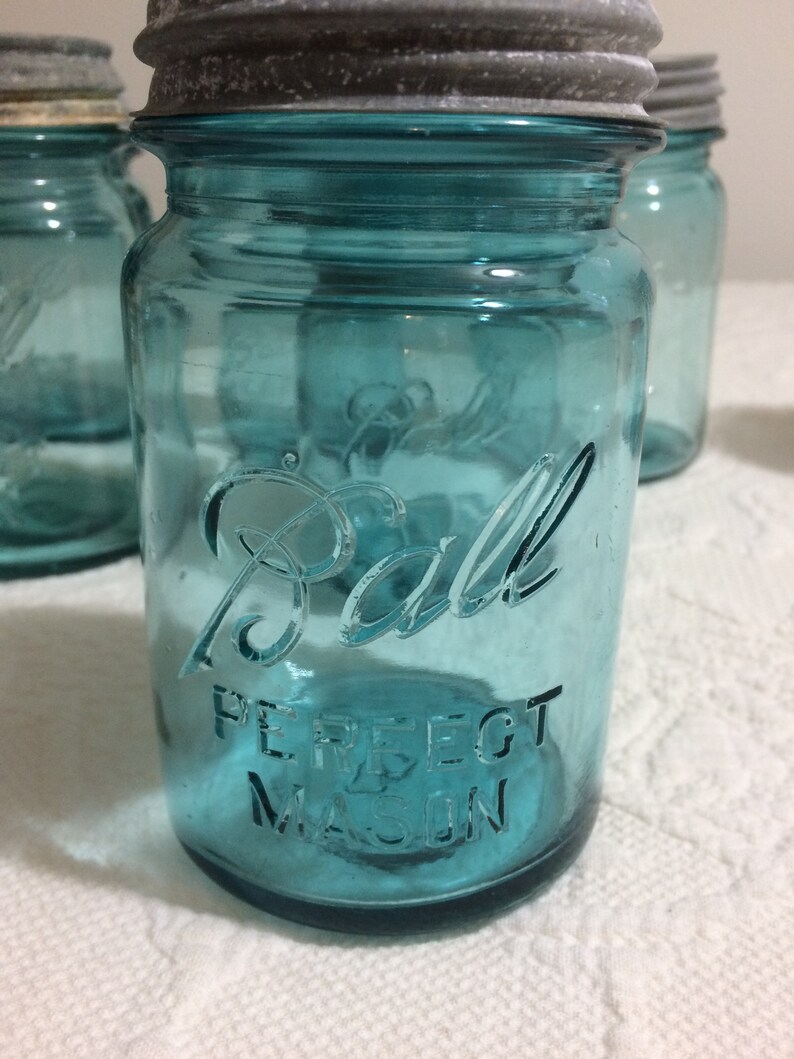 Vintage Blue Ball Pint Jar with Zinc Lid Etsy