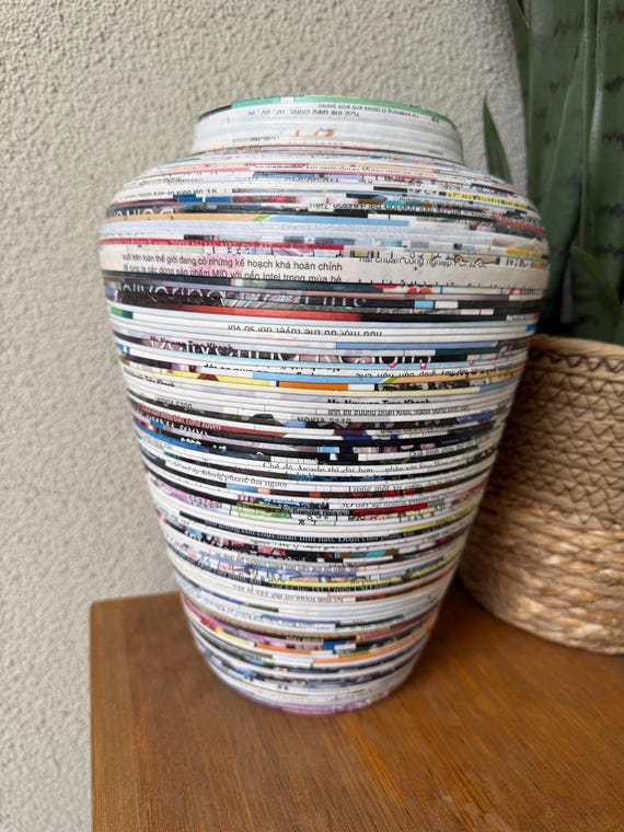 Handmade Upcycled Magazine Vase