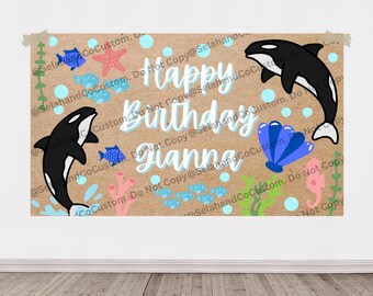 Modello di banner Canva Ocean Orca