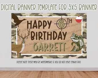 Chasse/pêche camouflage - Modèle de bannière peinte modifiable
