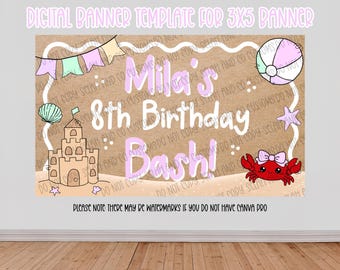 Festa in spiaggia per sole ragazze - Modello di banner modificabile