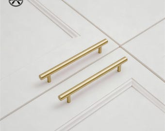 French Satin Brass Cabinet Pulls /handle Hole pitch 96mm 128mm/bathroom cabinet door handle/Modern Gold Kitchen Cupboard Drawer Pulls