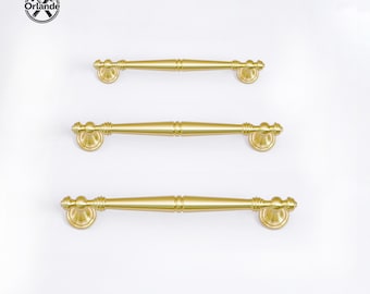 French Brass Handle: Solid brass antique cabinet hardware, French cabinet handle