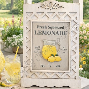 Wkładka do szyldu „Świeżo wyciśnięta lemoniada” w formacie SVG | Letnia dekoracja w stylu vintage (do pobrania w wersji cyfrowej) | Wymienna wkładka do ramki | Wystrój domku letniskowego