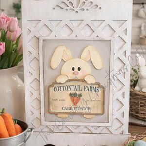 Cottontail Farms Carrot Patch DIY Wood Kit | Interchangeable Farmhouse Decor Frame Insert | Stencil Included | Cottage Decor