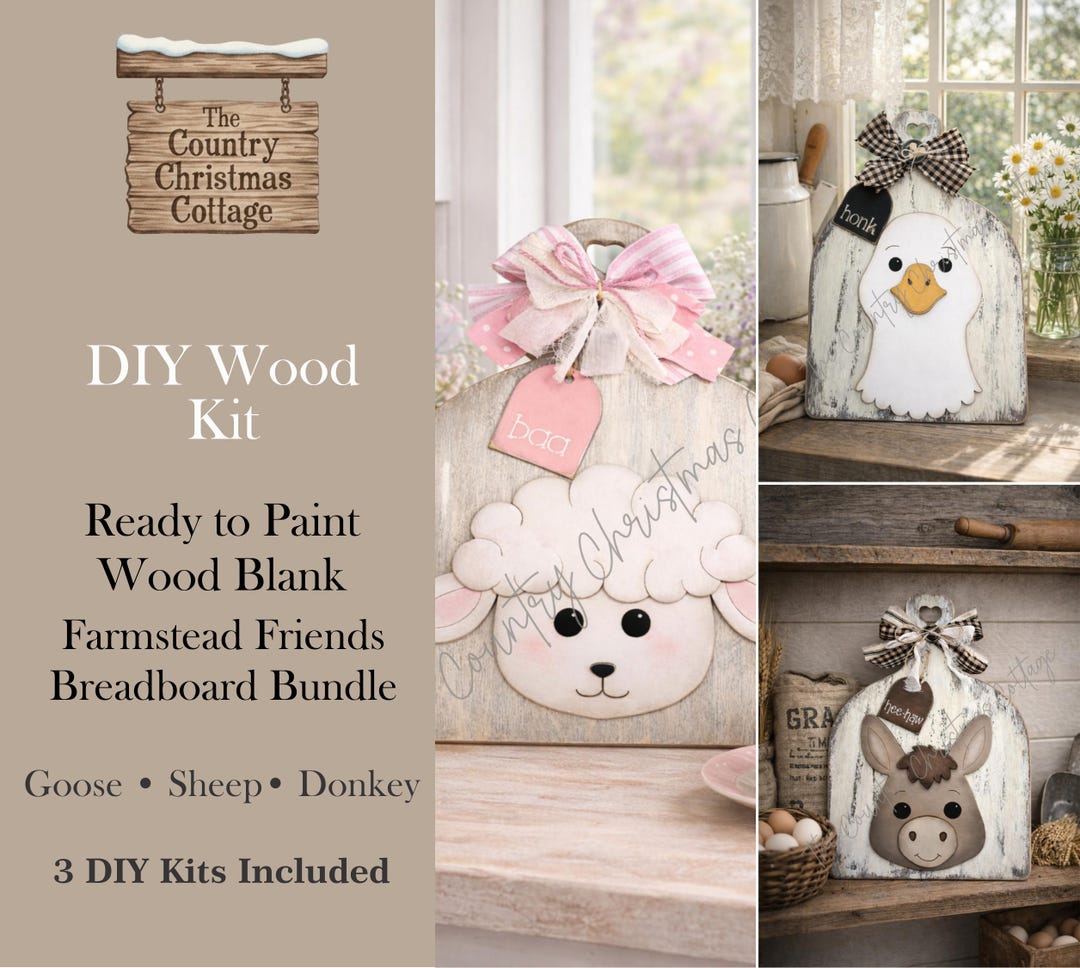 Primitive DIY Wood Kit Bundle – Sheep, Donkey & Goose Breadboards ...
