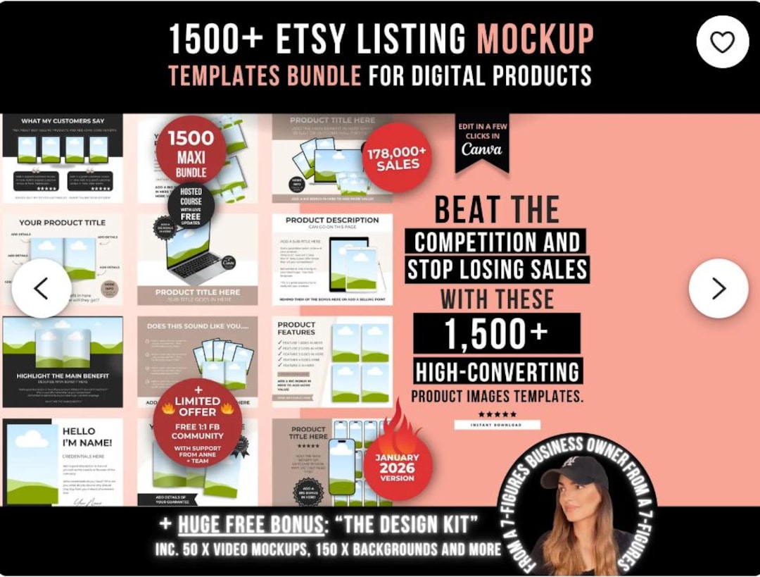 Etsy Mockup Template Bundle: 1500+ Canva Shop Designs (digital Download ...