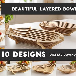 Lasergesneden kom patroon bestand Svg downloaden Cnc sjabloon geometrisch ontwerp houten mand keuken organisator fruit houder tafelblad middelpunt