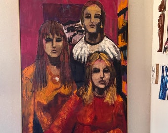 Original RUTH FORBES LITWIN Painting Abstract Women Portraits 40”x30”
