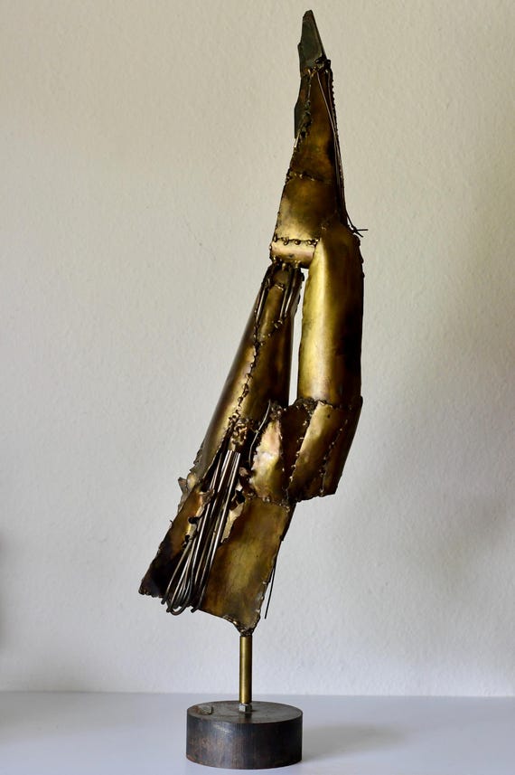 Vintage Abstract Brutalist Sculpture: Copper & Brass, 1960s