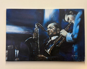 Original Jazz Players Painting By W. Harris