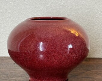 Chinese sang de boeuf handmade signed red oxblood pottery ceramic vase