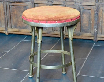 Vintage Art Deco Cast Iron & Chrome Stool 1920s