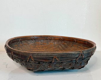 Antique Early 20th Century South Asian Woven Rice Basket