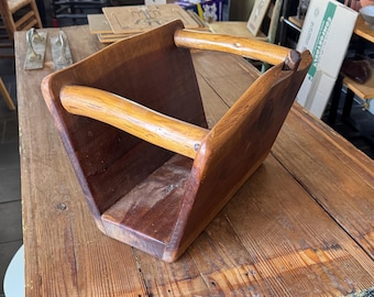 Vintage Handmade Rustic Wooden Magazine Holder