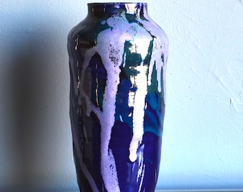 Vintage Hand Thrown Beautiful Blue Vase Signed GB Studio Pottery