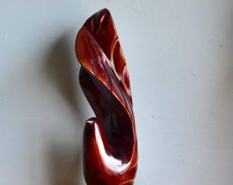 Vintage Mid Century Art Handmade Mahogany Bird Sculpture 19” Tall