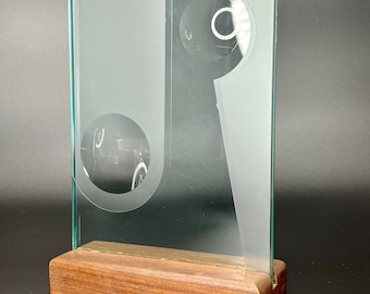 Vintage Abstract Glass Sculpture Signed Kamala 1978