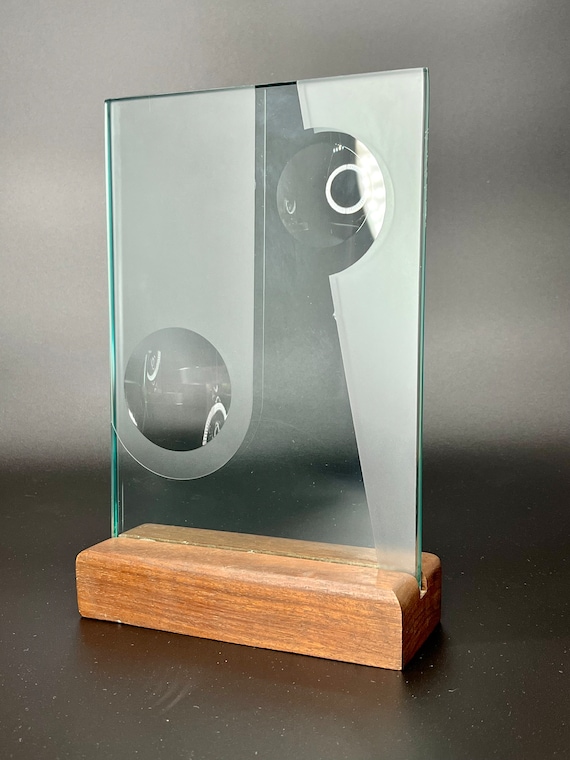 Vintage Abstract Glass Sculpture Signed Kamala 1978