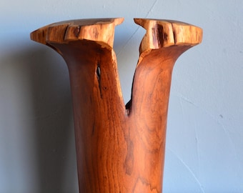 Vintage Handmade Mesquite Wood Vase Signed Woodard 1993