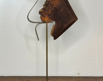 Original Bronze & Wood Modern Abstract Sculpture