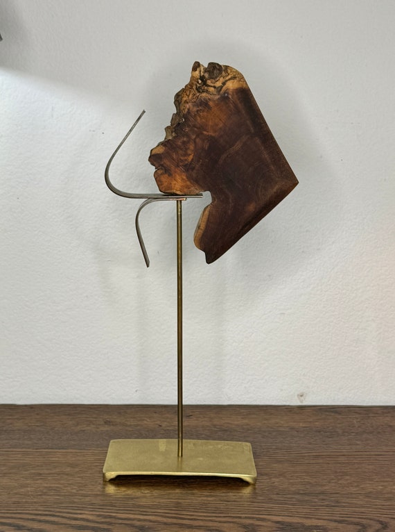 Original Bronze & Wood Modern Abstract Sculpture