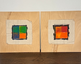 Original Pair Of Abstract Painting By Kansas Artist Charlie Lavacek