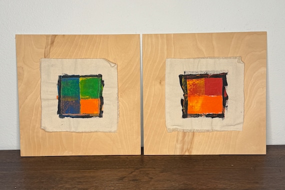 Original Pair Of Abstract Painting By Kansas Artist Charlie Lavacek