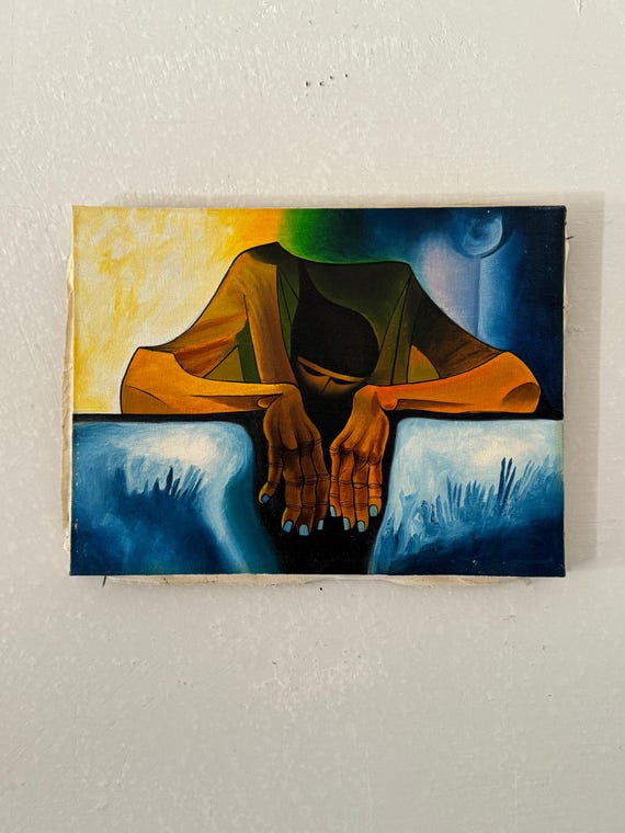 Original Painting After Camilo Egas Anguish Hands Unsigned