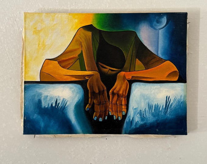 Featured listing image: Original Painting After Camilo Egas Anguish Hands Unsigned
