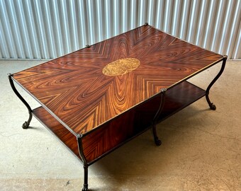 Mid Century French Bronze & Zebra Wood Coffee Table