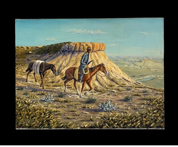 Original Western Cowboy Painting Signed Art Sorley