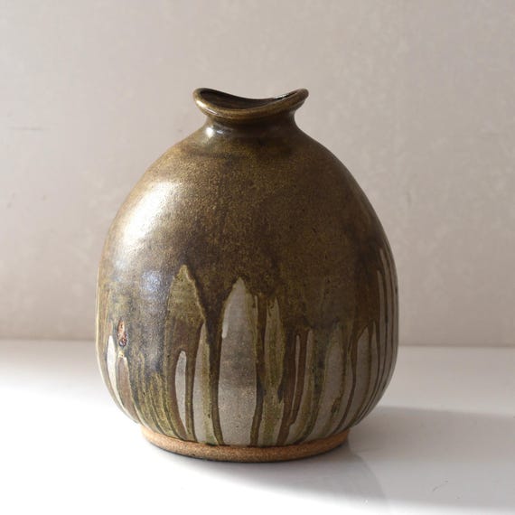 Vintage Gerald Patrick Studio Pottery Art Drip Glaze Vase
