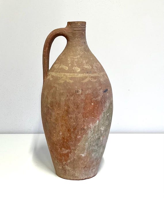 Antique Turkish Terracotta Olive Oil Amphora Jar