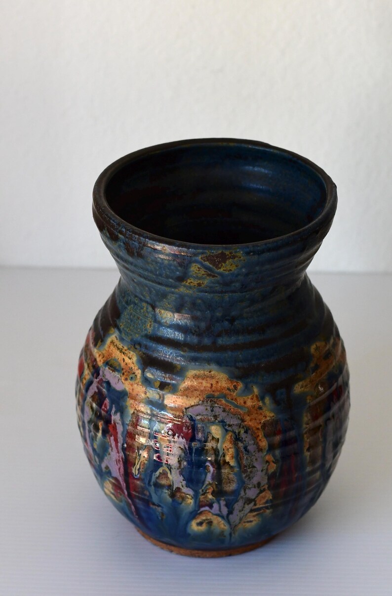 Vintage Mid Century Stoneware Studio Pottery Vase Signed - Etsy