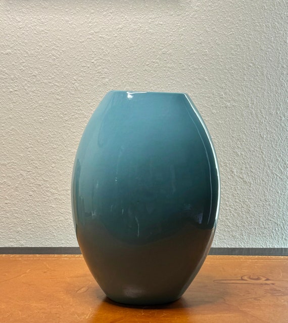 Vintage Post Modern Blue Ceramic Vase 1980’s