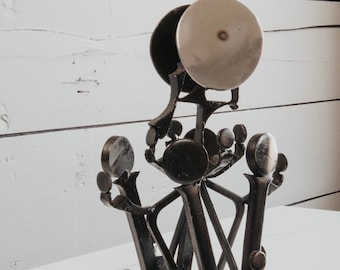 Vintage Abstract Mid Century Steel Sculpture Brutalist